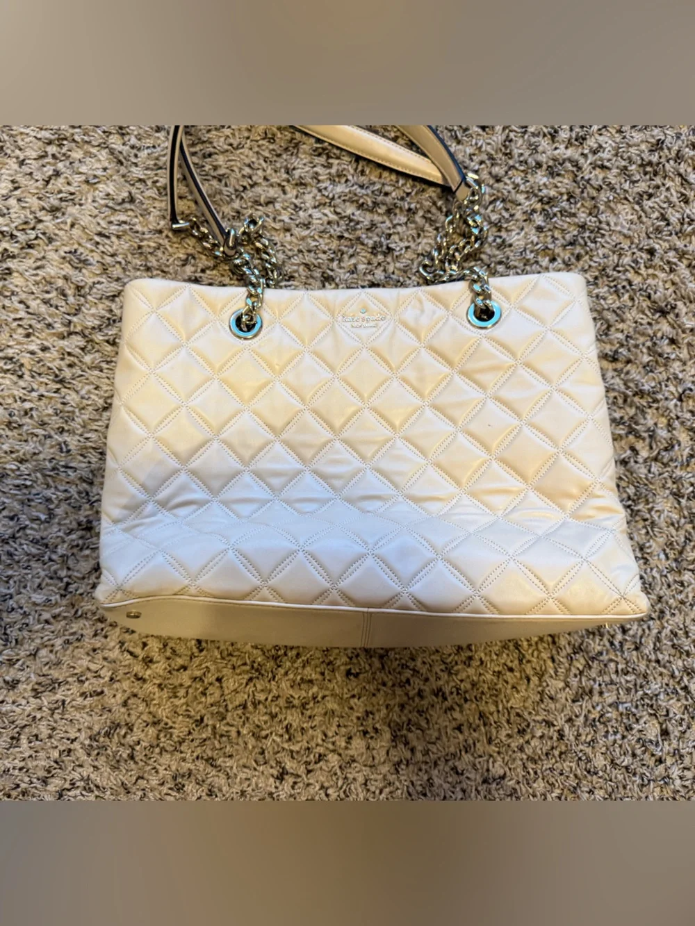 kate spade White Quilted Chain-Handle Tote